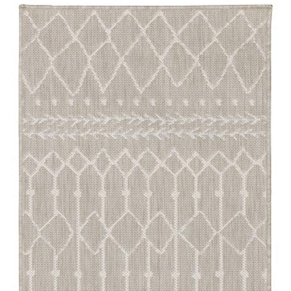 3' X 6' Gray And Ivory Indoor Outdoor Runner Rug