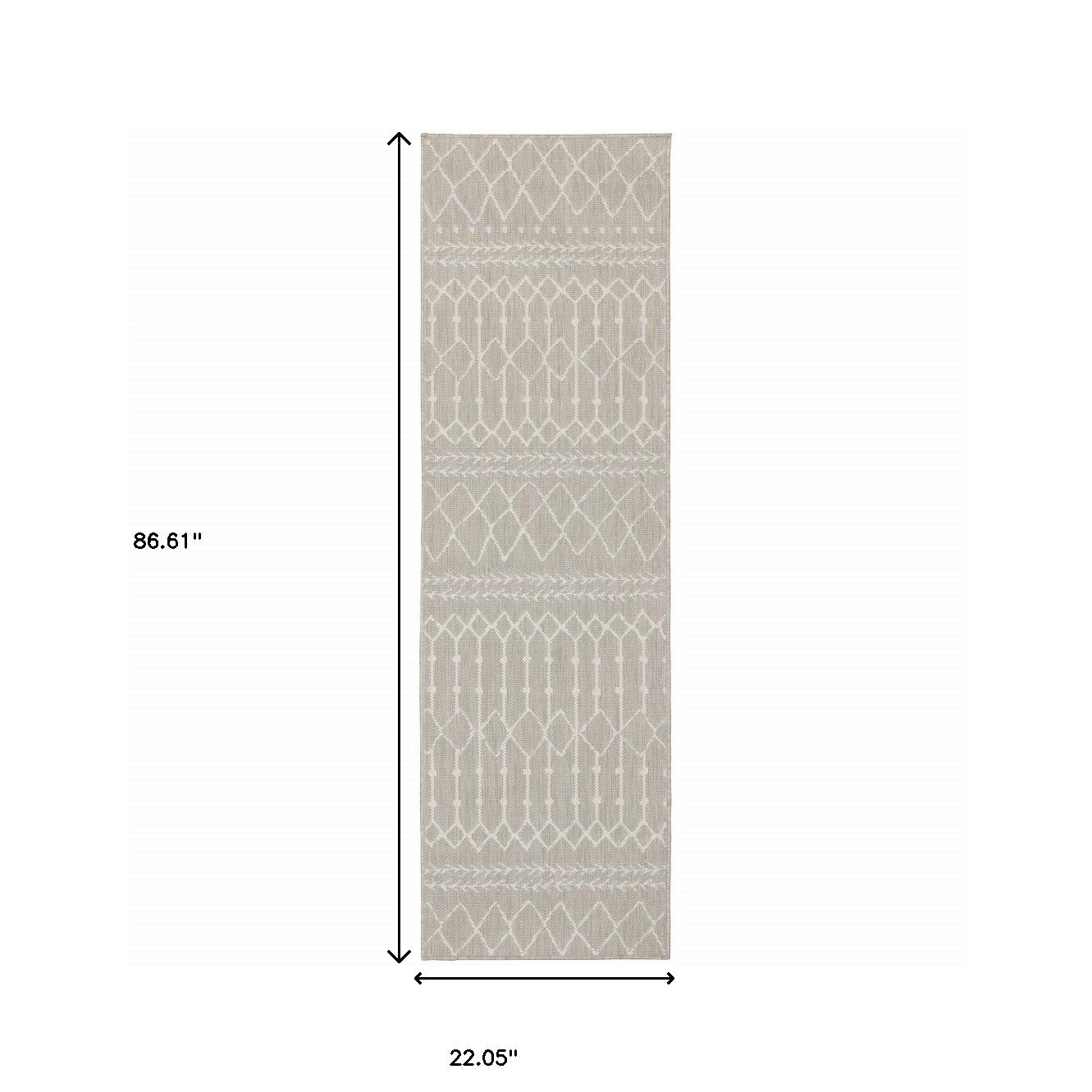 3' X 6' Gray And Ivory Indoor Outdoor Runner Rug
