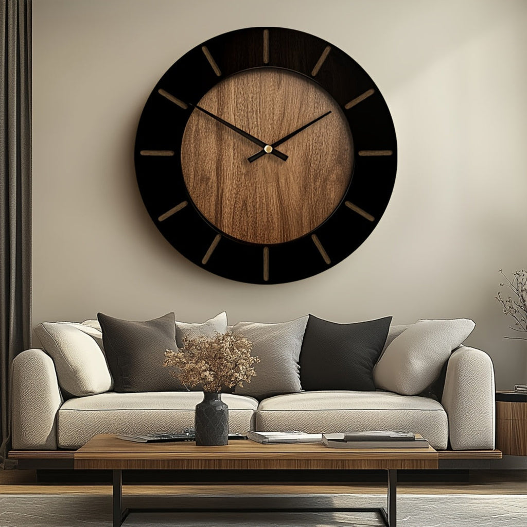18" Brown Silent Analog Round Wall Clock