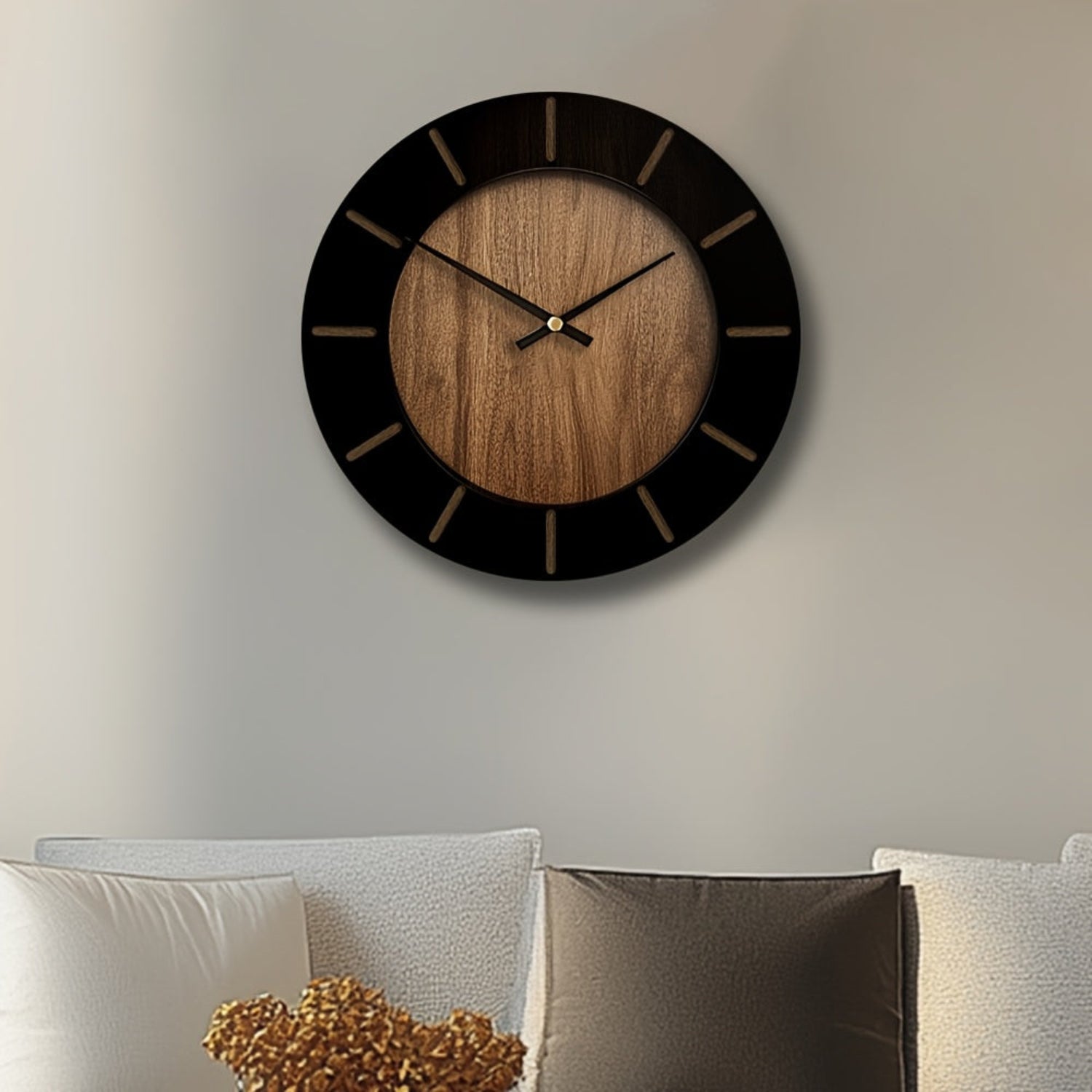 18" Brown Silent Analog Round Wall Clock